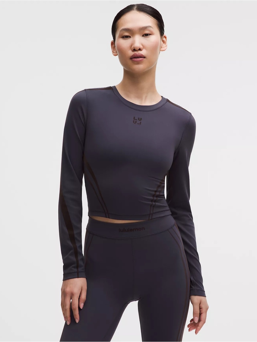 Lululemon Wunder Train Cropped Long Sleeve Flock 12